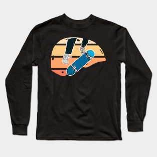 Colorful Retro Skateboard Helmet with Kickflip Long Sleeve T-Shirt